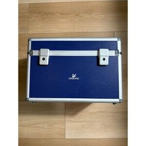 Big Swarovski Blue Aluminum Briefcase Carry Case with Velvet Interior and Pouch